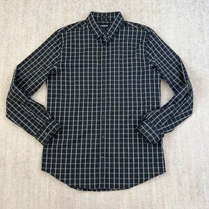 Express Performance Slim Fit Plaid Stretch Button Down Shirt M 15-15.5